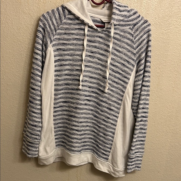 Christopher & Banks Women Pullover Blue White Hoodie Size Medium - Picture 1 of 5